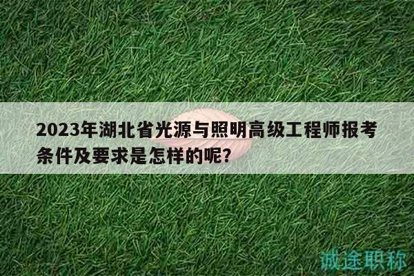 2023年湖北省光源與照明高級工程師報考條件及要求是怎樣的呢？