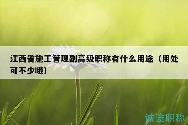 江西省施工管理副高級(jí)職稱有什么用途（用處可不少哦）