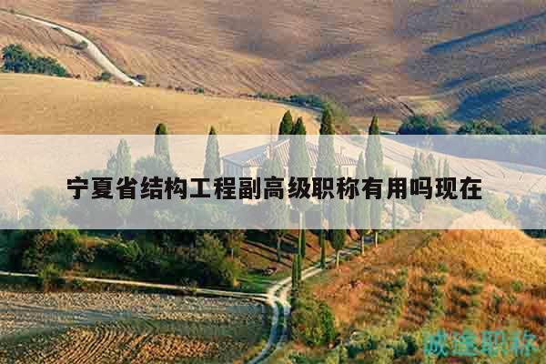 寧夏省結(jié)構(gòu)工程副高級(jí)職稱有用嗎現(xiàn)在
