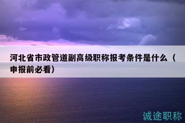 河北省市政管道副高級職稱報考條件是什么（申報前必看）