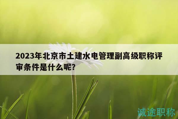 2023年北京市土建水電管理副高級職稱評審條件是什么呢？