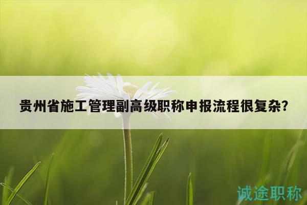 貴州省施工管理副高級(jí)職稱申報(bào)流程很復(fù)雜？