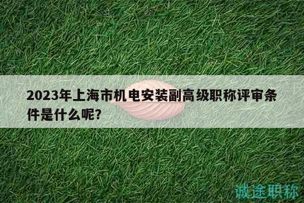 2023年上海市機電安裝副高級職稱評審條件是什么呢？