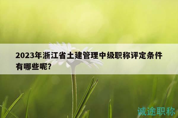 2023年浙江省土建管理中級職稱評定條件有哪些呢？