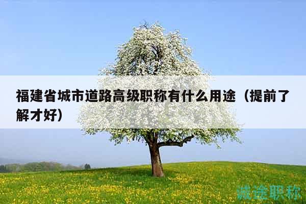 福建省城市道路高級職稱有什么用途（提前了解才好）