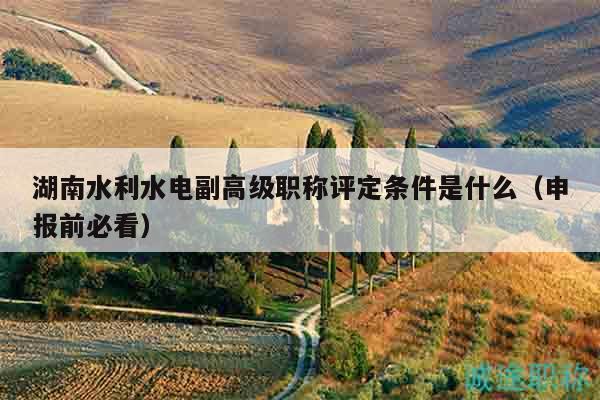 湖南水利水電副高級職稱評定條件是什么（申報(bào)前必看）