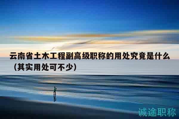 云南省土木工程副高級(jí)職稱(chēng)的用處究竟是什么（其實(shí)用處可不少）