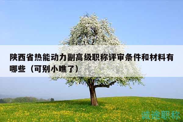 陜西省熱能動力副高級職稱評審條件和材料有哪些（可別小瞧了）
