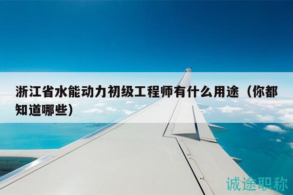 浙江省水能動力初級工程師有什么用途（你都知道哪些）