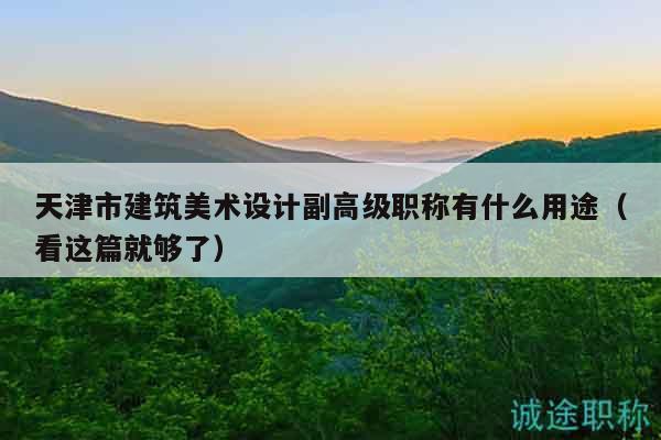 天津市建筑美術(shù)設(shè)計(jì)副高級(jí)職稱有什么用途（看這篇就夠了）