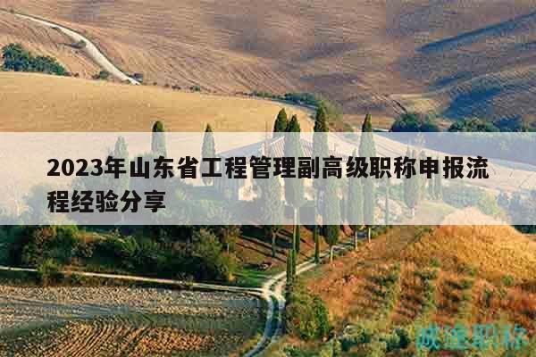 2023年山東省工程管理副高級職稱申報流程經(jīng)驗分享