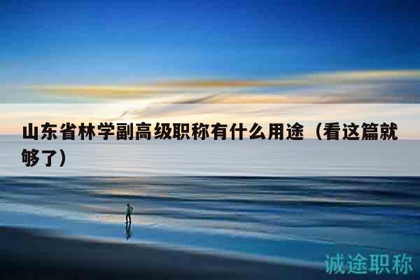 山東省林學副高級職稱有什么用途（看這篇就夠了）