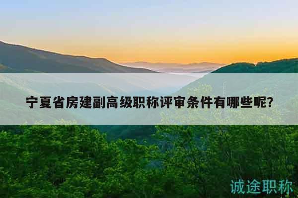 寧夏省房建副高級(jí)職稱評(píng)審條件有哪些呢？