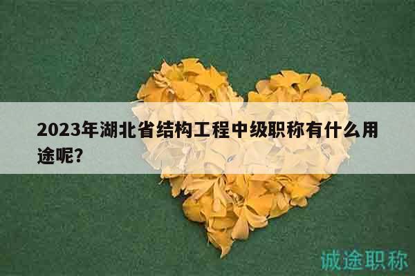 2023年湖北省結(jié)構(gòu)工程中級職稱有什么用途呢？