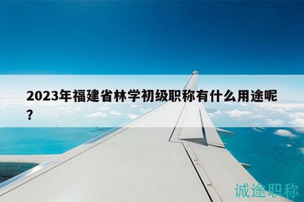 2023年福建省林學(xué)初級(jí)職稱有什么用途呢？