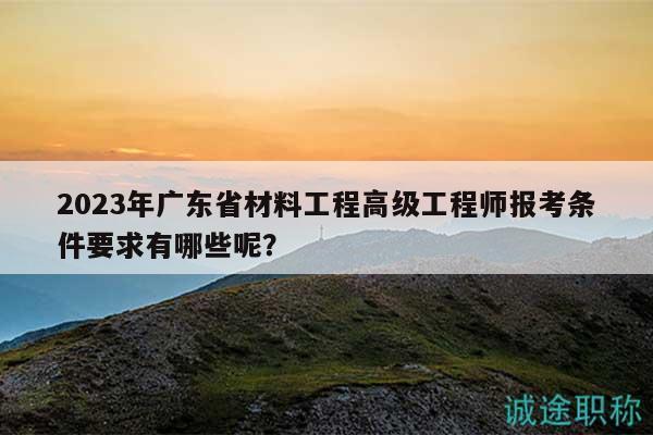 2023年廣東省材料工程高級工程師報考條件要求有哪些呢？