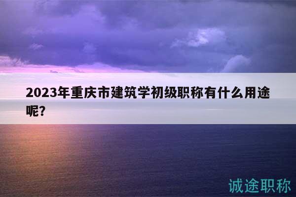 2023年重慶市建筑學(xué)初級職稱有什么用途呢？