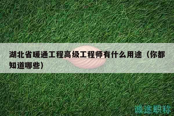 湖北省暖通工程高級工程師有什么用途（你都知道哪些）