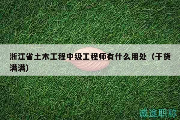 浙江省土木工程中級工程師有什么用處（干貨滿滿）