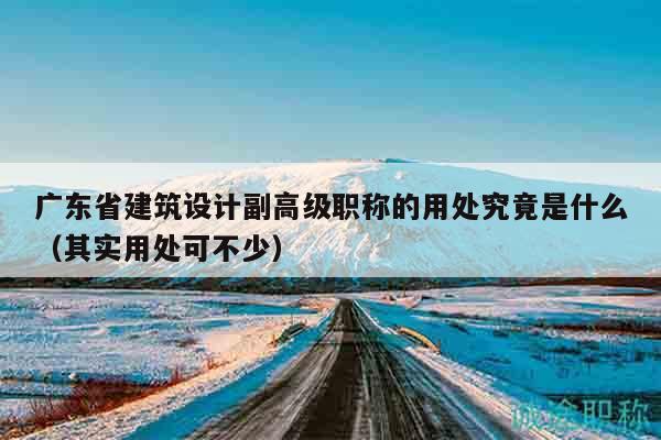 廣東省建筑設(shè)計副高級職稱的用處究竟是什么（其實用處可不少）