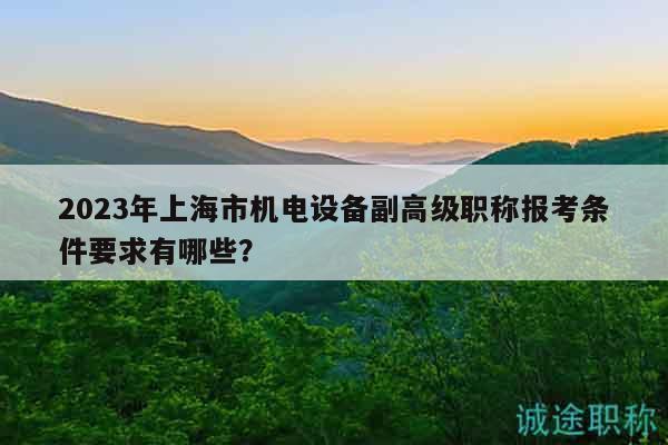 2023年上海市機(jī)電設(shè)備副高級職稱報考條件要求有哪些？