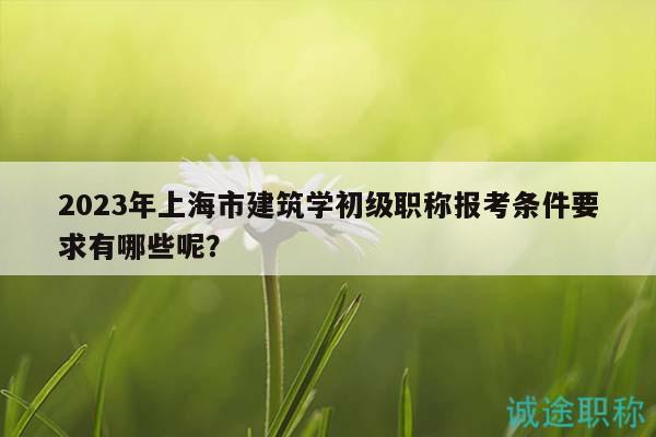 2023年上海市建筑學初級職稱報考條件要求有哪些呢？