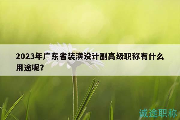 2023年廣東省裝潢設(shè)計(jì)副高級職稱有什么用途呢？