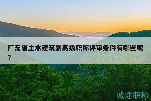 廣東省土木建筑副高級職稱評審條件有哪些呢？