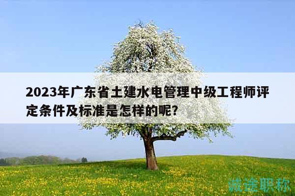 2023年廣東省土建水電管理中級工程師評定條件及標準是怎樣的呢？