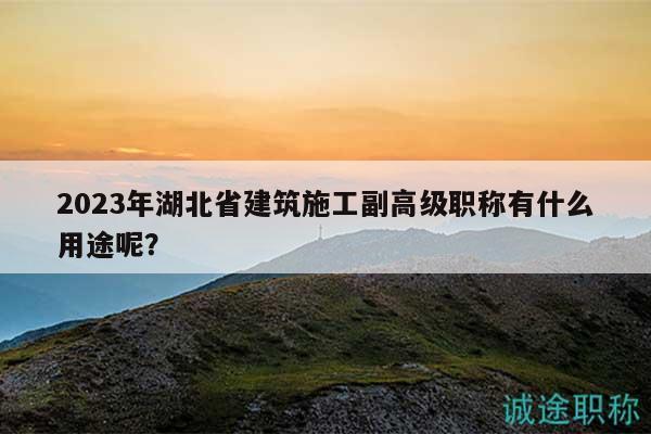 2023年湖北省建筑施工副高級職稱有什么用途呢？