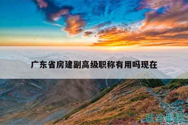 廣東省房建副高級職稱有用嗎現(xiàn)在