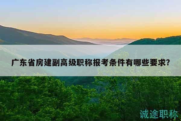 廣東省房建副高級(jí)職稱報(bào)考條件有哪些要求？