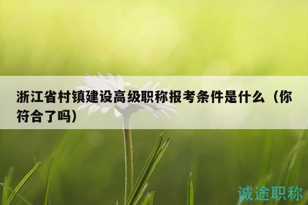 浙江省村鎮(zhèn)建設(shè)高級(jí)職稱報(bào)考條件是什么（你符合了嗎）