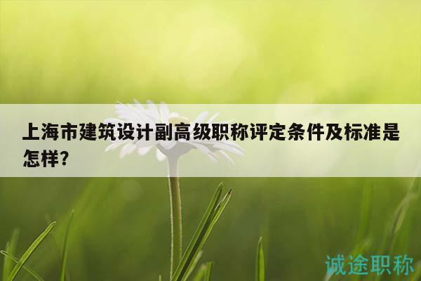 上海市建筑設(shè)計(jì)副高級(jí)職稱評(píng)定條件及標(biāo)準(zhǔn)是怎樣？