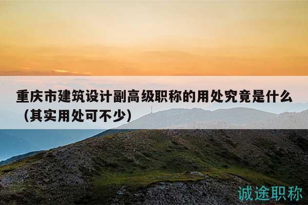 重慶市建筑設(shè)計副高級職稱的用處究竟是什么（其實用處可不少）