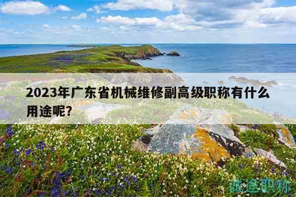 2023年廣東省機(jī)械維修副高級職稱有什么用途呢？