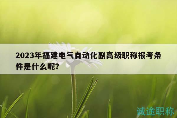 2023年福建電氣自動化副高級職稱報(bào)考條件是什么呢？
