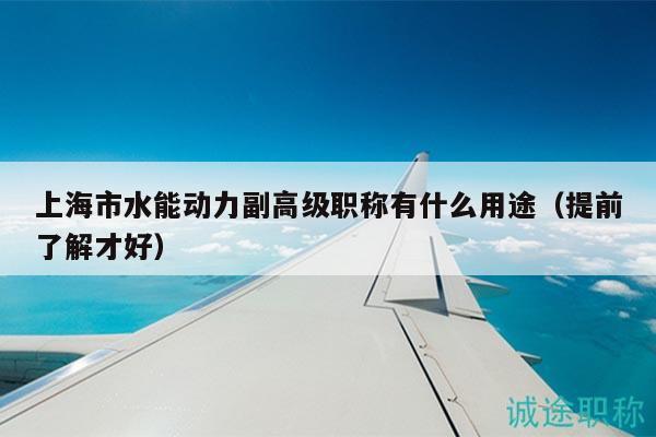 上海市水能動力副高級職稱有什么用途（提前了解才好）