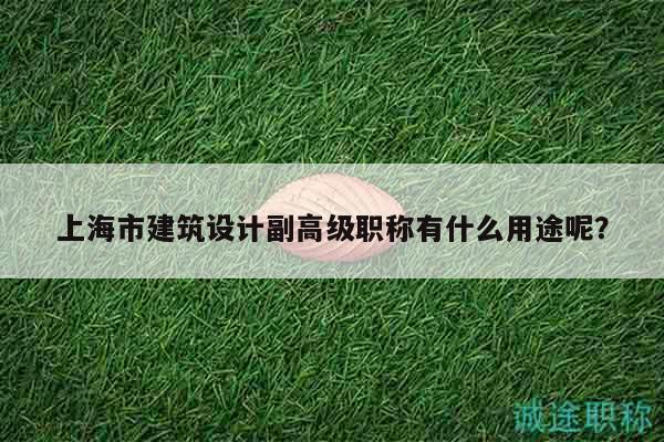 上海市建筑設(shè)計(jì)副高級(jí)職稱有什么用途呢？
