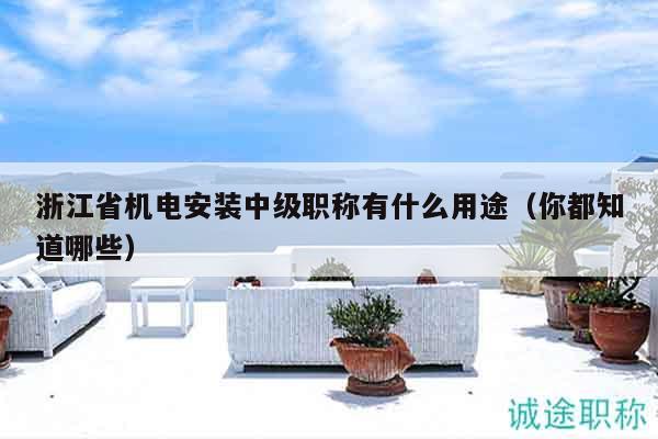浙江省機(jī)電安裝中級(jí)職稱(chēng)有什么用途（你都知道哪些）