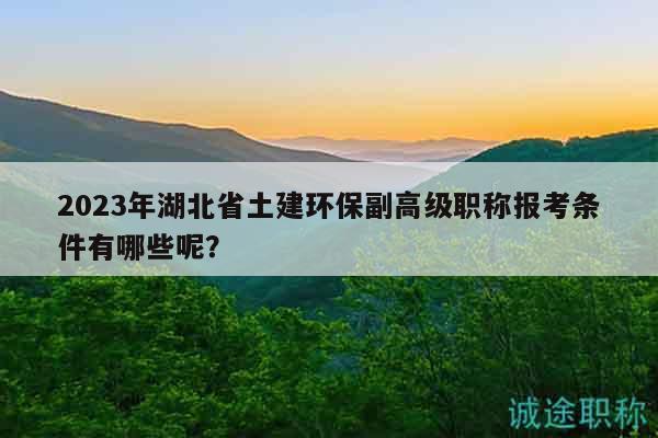 2023年湖北省土建環(huán)保副高級職稱報考條件有哪些呢？