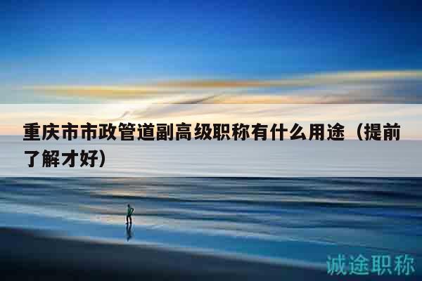 重慶市市政管道副高級(jí)職稱有什么用途（提前了解才好）