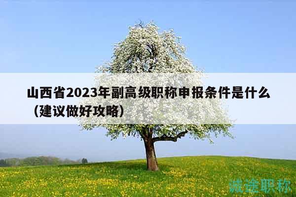 山西省2023年副高級職稱申報條件是什么（建議做好攻略）
