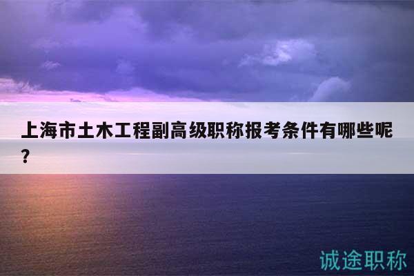 上海市土木工程副高級職稱報考條件有哪些呢？