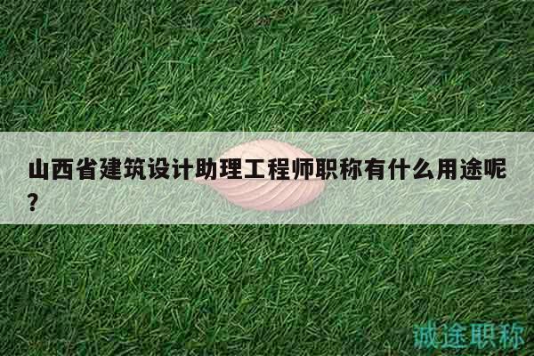 山西省建筑設(shè)計(jì)助理工程師職稱有什么用途呢？