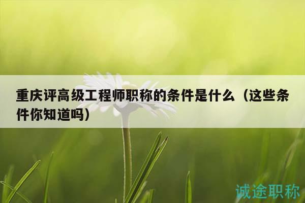 重慶評高級工程師職稱的條件是什么（這些條件你知道嗎）