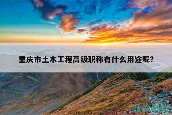 重慶市土木工程高級職稱有什么用途呢？