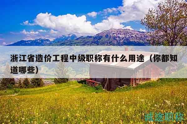 浙江省造價工程中級職稱有什么用途（你都知道哪些）