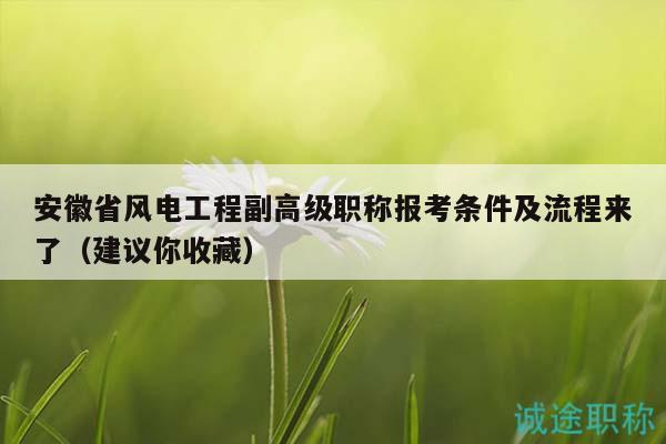 安徽省風(fēng)電工程副高級職稱報考條件及流程來了（建議你收藏）