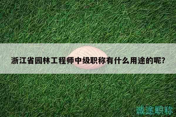 浙江省園林工程師中級職稱有什么用途的呢？